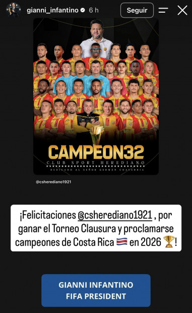 PRESIDENTE DE LA FIFA LE MANDA MENSAJE A HEREDIANO